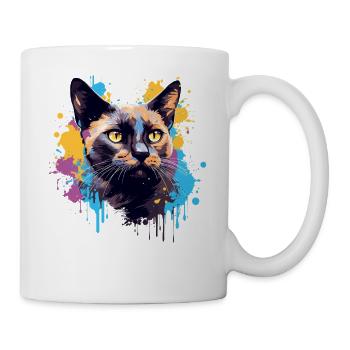 Splash Art Visage de chat birman coloré - Mug blanc - blanc - Droite