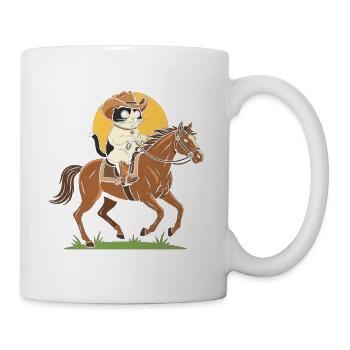 Chat cowboy à cheval - Mug blanc - blanc - Droite