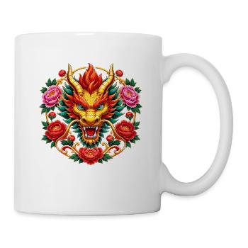 Tête de scorpion enflammée avec pivoines - Mug blanc - blanc - Droite
