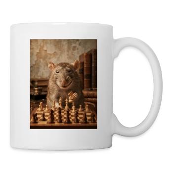 Rat jouant aux échecs - Mug blanc - blanc - Droite