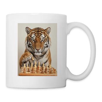 Le tigre jouant aux échecs - Mug blanc - blanc - Droite
