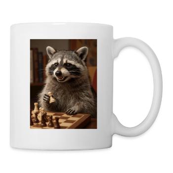 Raccoon playing chess - Mug - white - Right