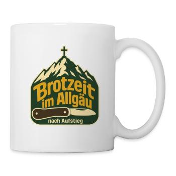 Brotzeit im Allgaeu nach Aufstieg Hiking Saying - Tasse - Weiß - Rechts