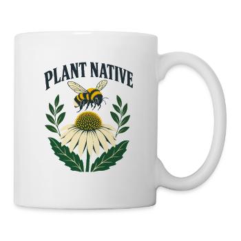 Plant Native Bee and Coneflower Pollinator Garden - Mug - white - Right
