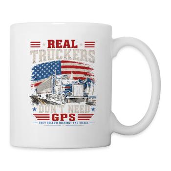 Truck Driver USA Flag America Trucker - Mug - white - Right