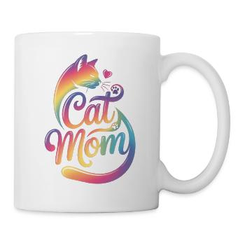Cat Mom, Cat Mom, Colorful Cat Motif - Mug - white - Right