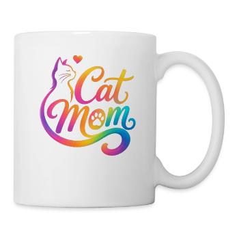 Cat Mom, Cat Mom, Colorful Cat Motif - Mug - white - Right
