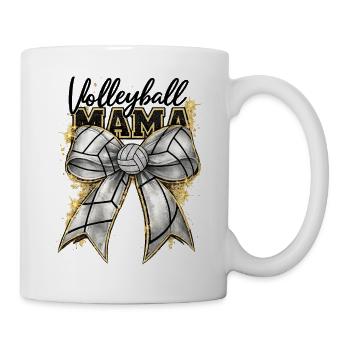Volleyball Mama Schleife Glitzer Gold Muttertag  - Tasse - Weiß - Rechts