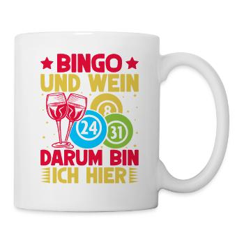 Bingo Game Bingo & Wein Darum Bin Ich Hier Bingo - Tasse - Weiß - Rechts