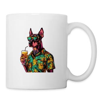 Dobermann Hund Comic Sommer - Tasse - Weiß - Rechts