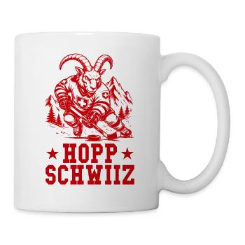 Hopp Schwiiz Eishockey Geißbock Schweizer Fan - Tasse - Weiß - Rechts