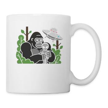 Gorilla und Alien im Dschungel-UFO - Tasse - Weiß - Rechts