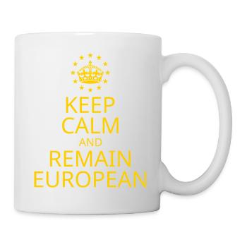 Modern Yellow Blue Keep Calm Crown Europe Vector - Mug - white - Right