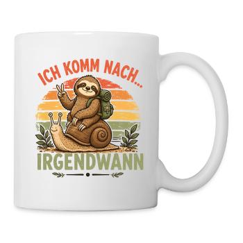 Faultier Schnecke Irgendwann Shirt - Tasse - Weiß - Rechts