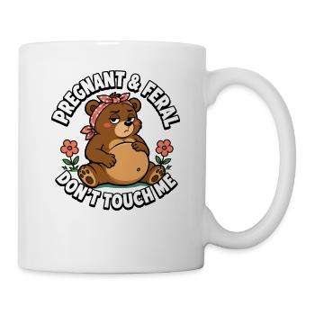 Enceinte et sauvage – Ne me touche pas, ours ! Schwa - Mug blanc - blanc - Droite
