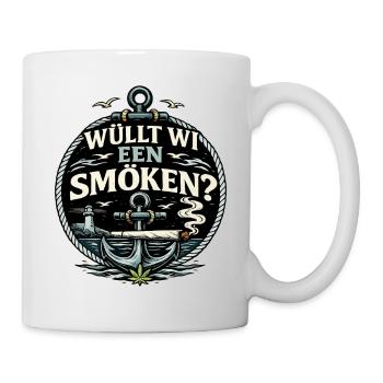Plattdeutsch Kiffer Humor Nordsee Moin Spruch - Tasse - Weiß - Rechts