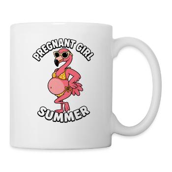 Fille enceinte, été, plage, flamant rose - Mug blanc - blanc - Droite