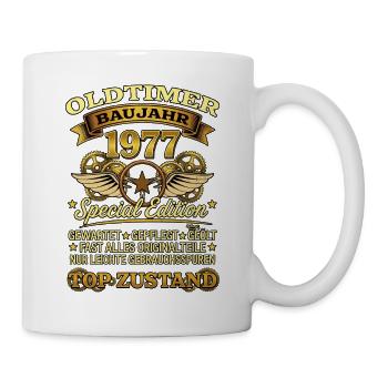Oldtimer Baujahr 1977 Geburtstag Geschenk - Tasse - Weiß - Rechts