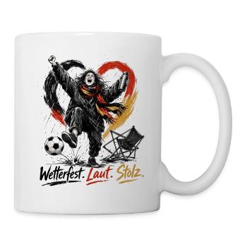 Wetterfest Laut Stolz – Fußballheldin - Tasse - Weiß - Rechts