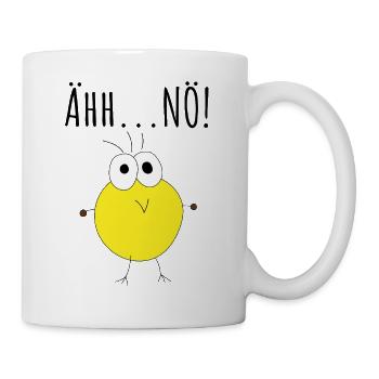 Yellow cartoon head on black - Mug - white - Right