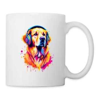 Golden Retriever with Headphones - Mug - white - Right