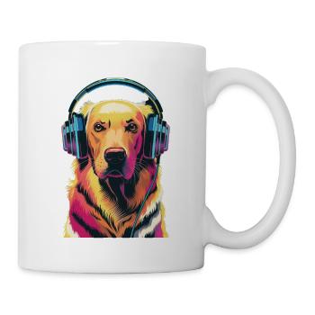 Golden Retriever avec des écouteurs - Mug blanc - blanc - Droite