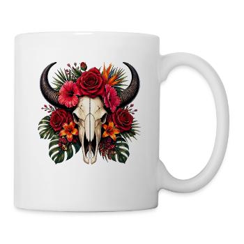 Flower Skull with Horns - Mug - white - Right