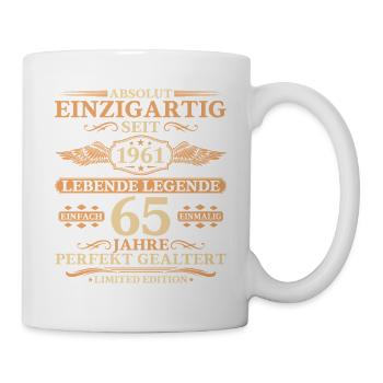 Einzigartig seit 1961 – 65. Geburtstag Geschenk - Tasse - Weiß - Rechts