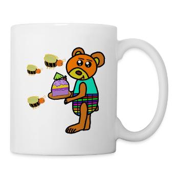 Cake Teddy Bear Muffin Kids Bees - Mug - white - Right