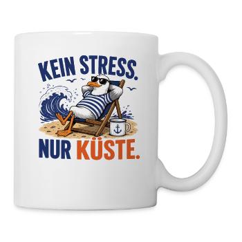 Möwe Kein Stress Nur Küste Shirt - Tasse - Weiß - Rechts