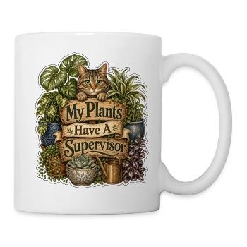 Mes plantes ont un chat superviseur - Mug blanc - blanc - Droite