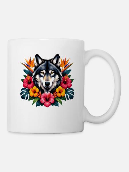 Wolfskopf Tropenblüten - Tasse - Weiß