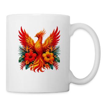 Flame phoenix with tropical flowers - Mug - white - Right