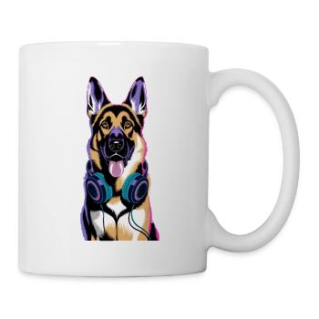 German Shepherd with Headphones - Mug - white - Right