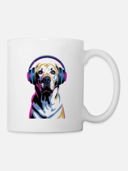 Labrador mit Kopfhörern - Tasse - Weiß