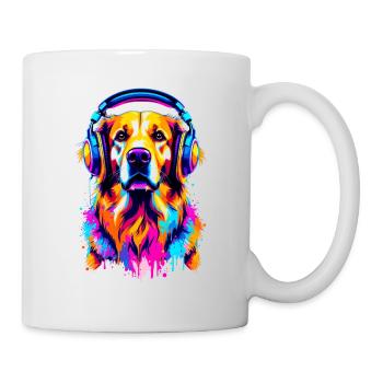 Golden Retriever with Headphones - Mug - white - Right
