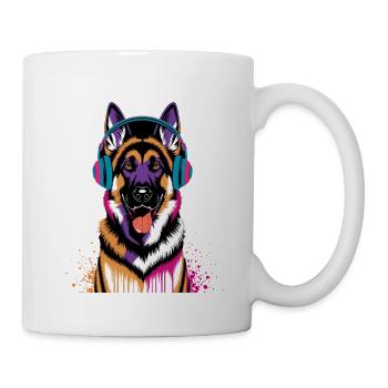 German Shepherd with Headphones - Mug - white - Right