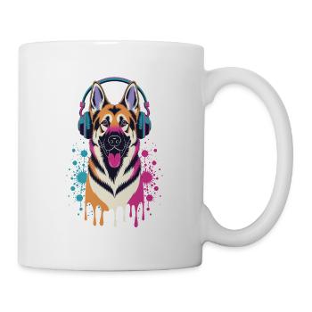 German Shepherd with Headphones - Mug - white - Right