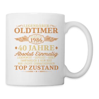Legendärer Oldtimer 1986 – 40. Geburtstag - Tasse - Weiß - Rechts