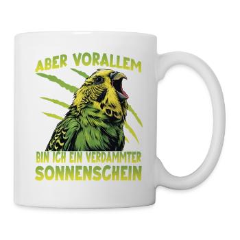 Wellensittich Budgie Grassittich Vogelhalter Humor - Tasse - Weiß - Rechts