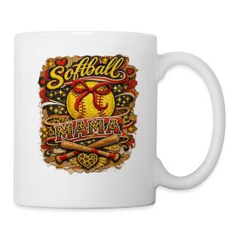 Softball Mama Schleife Leopard Sport Design - Tasse - Weiß - Rechts