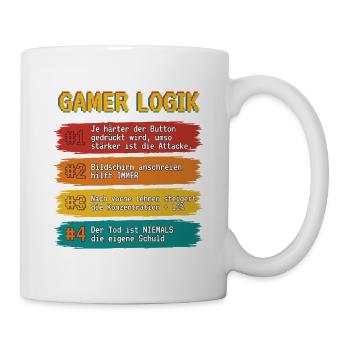 Gamer Logik Spruchband - Tasse - Weiß - Rechts