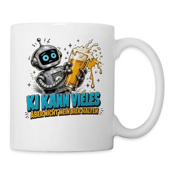 Roboter Bier Spruch - Tasse - Weiß - Rechts