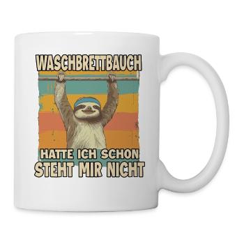Faultier Fitness Fan Sportmuffel Geschenk Chillen - Tasse - Weiß - Rechts