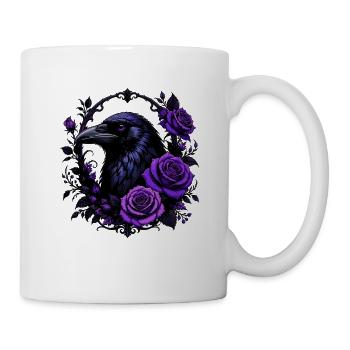 Night crow with violet roses - Mug - white - Right