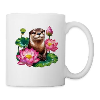 Water Otter in the Lotus Sea - Mug - white - Right
