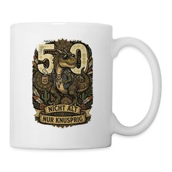 50 Geburtstag Dinosaurier Nicht alt nur knusprig - Tasse - Weiß - Rechts