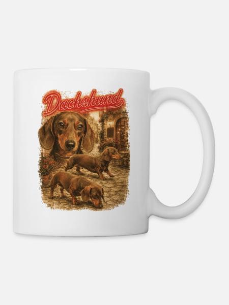 Dackel-Bootleg-Retro-Hund - Tasse - Weiß