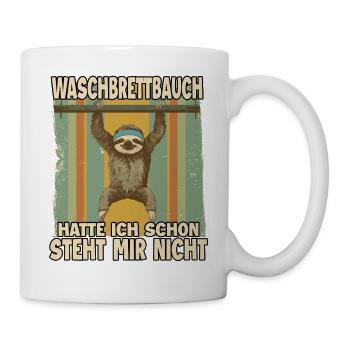 Faultier Workout T Sportmuffel Faultier Retro Slot - Tasse - Weiß - Rechts
