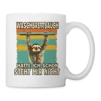 Fitnessstudio Outfit Faultier Geschenk Fitness - Tasse - Weiß - Rechts